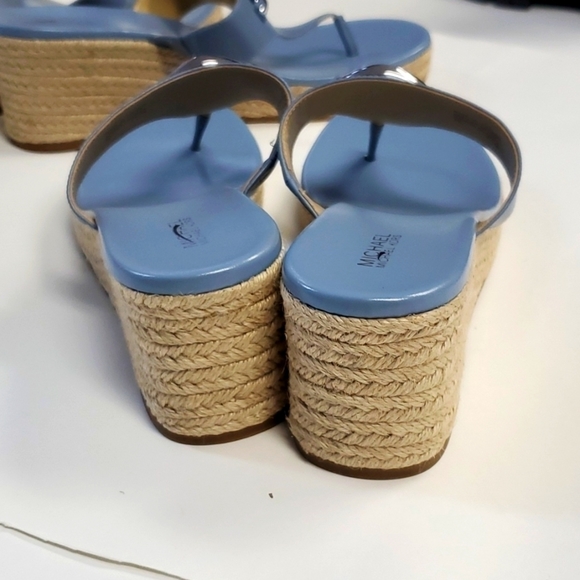 New MICHAEL Michael Kors Tilly Leather Espadrille Wedges 7 Blue - Picture 4 of 4